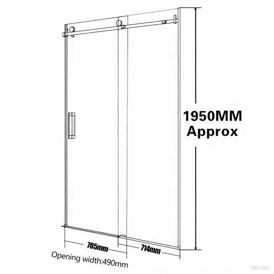 1470*870*1950mm Black Frameless Shower Door & Return Panel 1470*870*1950mm Black Frameless Shower Door & Return Panel
